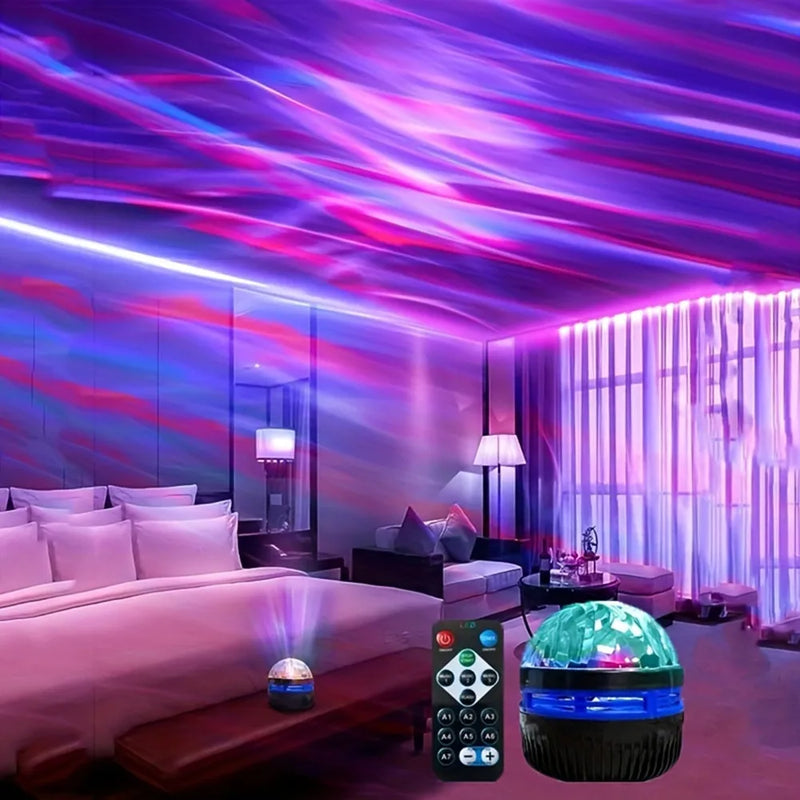 PROJETOR GALÁXIA USB AURORA 360° COM CONTROLE REMOTO - LUZ NOTURNA RGB PARA DECORAÇÃO DE AMBIENTES