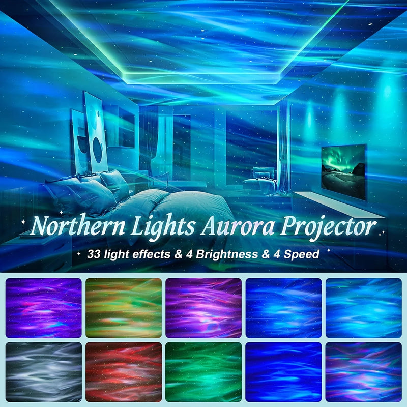 PROJETOR GALÁXIA USB AURORA 360° COM CONTROLE REMOTO - LUZ NOTURNA RGB PARA DECORAÇÃO DE AMBIENTES